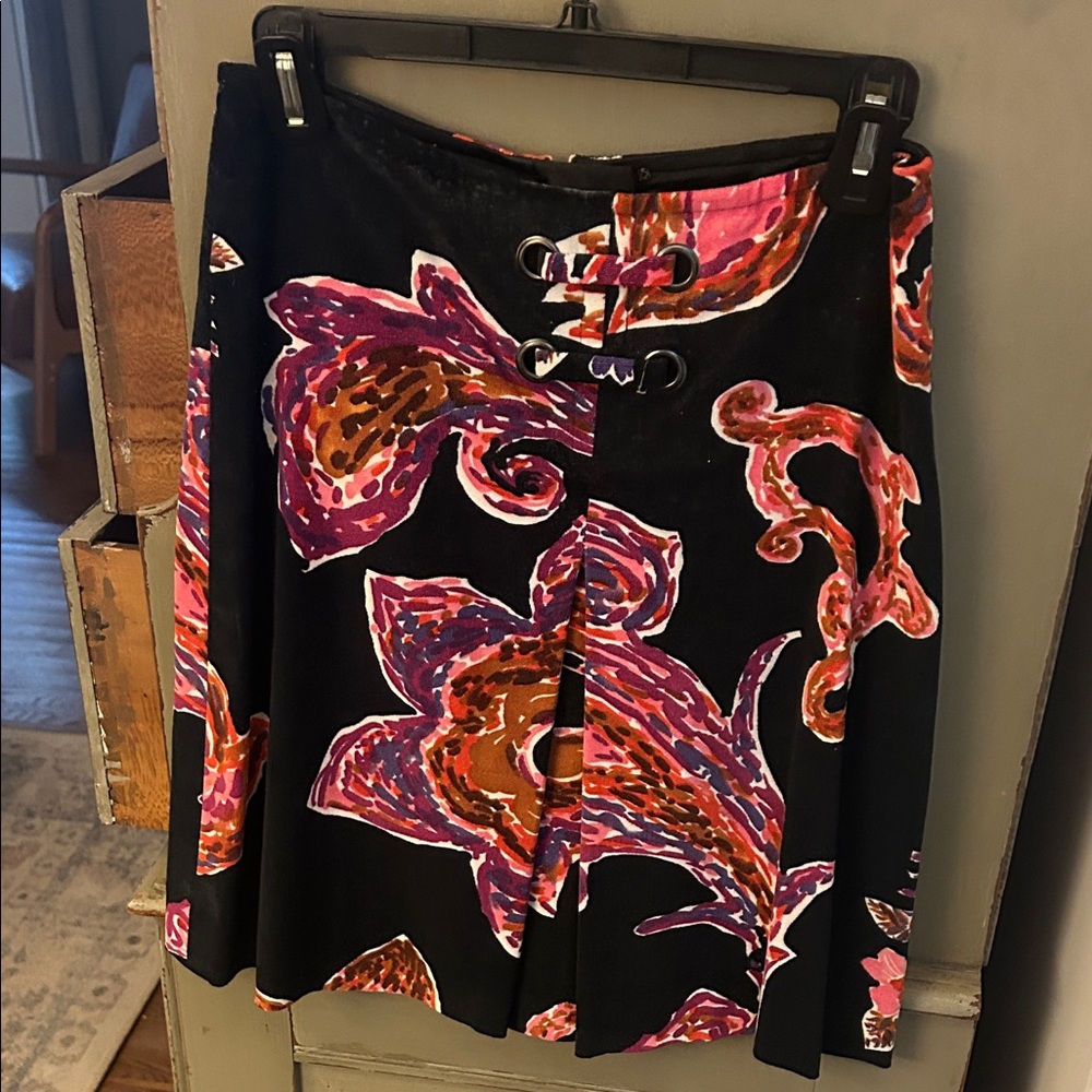 Etcetera Black Skirt with Pink and Orange Floral Design